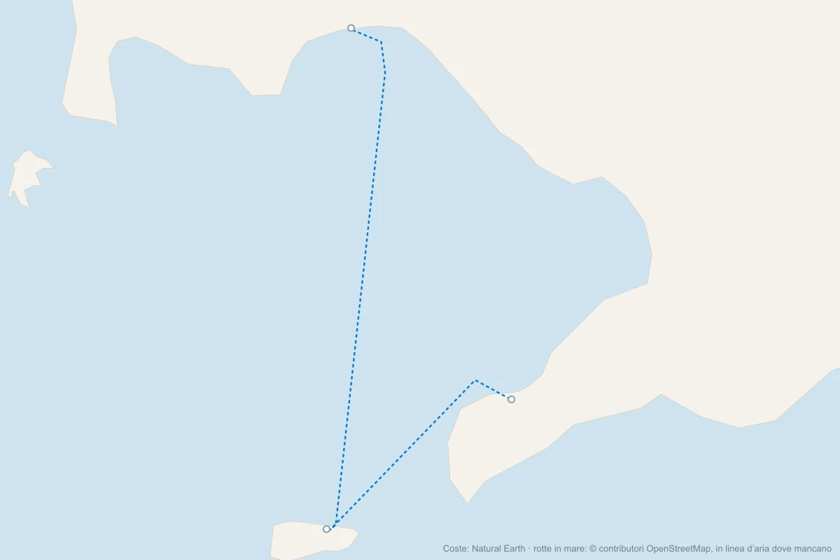 Mappa dei traghetti e degli aliscafi per Capri da Napoli e da Sorrento